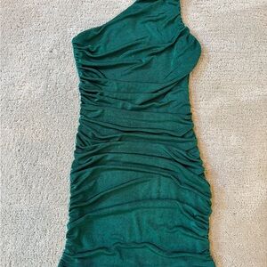 Chic One-Shoulder Teal Dress